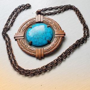 Vintage Copper Pendant Native American Necklace